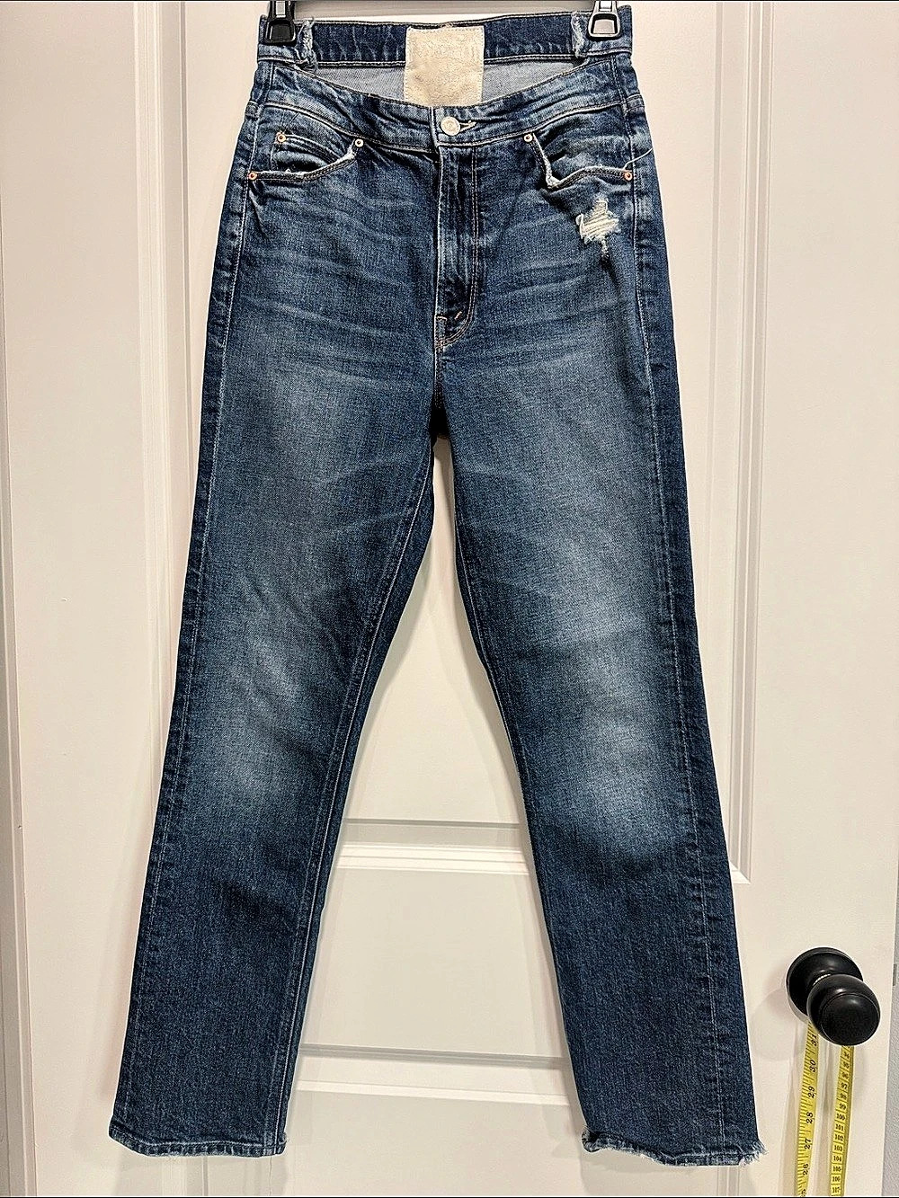 Mother The Dazzler Shift Straight Leg Jeans in Blue Waist 25
